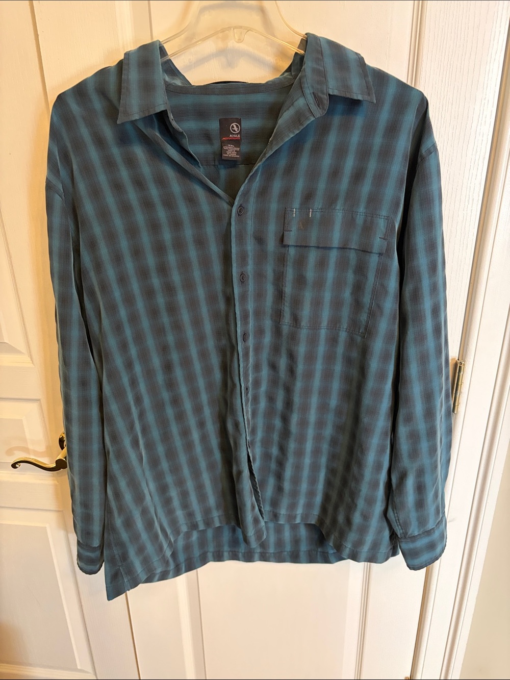 Aigle Men's Blue Plaid Button-Up Shirt